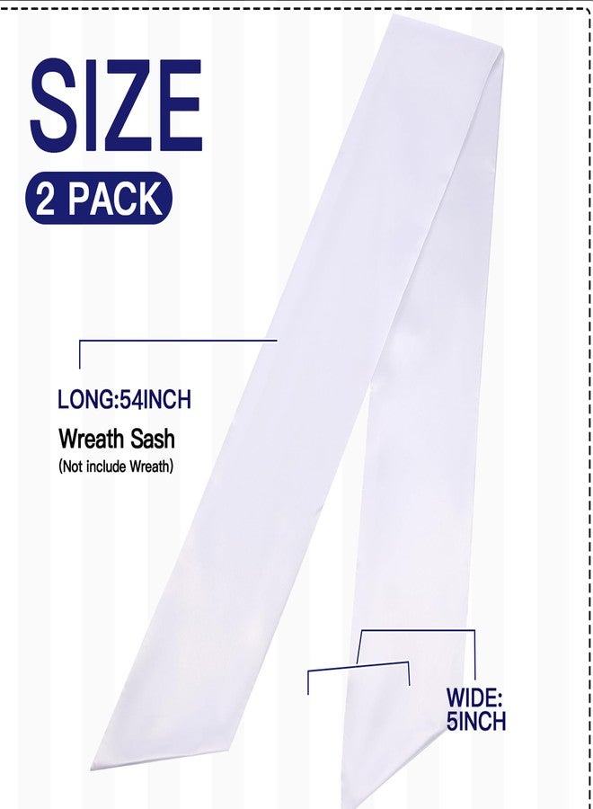 Fucibt 2 Pack Wreath Sash for Front Door, Blank White Sash for Monogram Embroidery, Front Door Porch Decor, Wreath Accessories, 5'' W x 54'' L (2) - Image 2